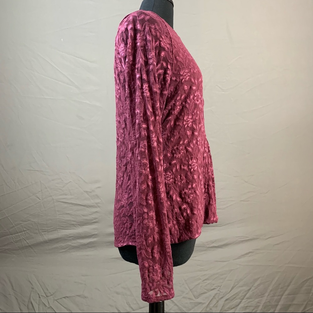 🦋 Lace Sheer Burgundy Peek-a-boo - Picture 2 of 5